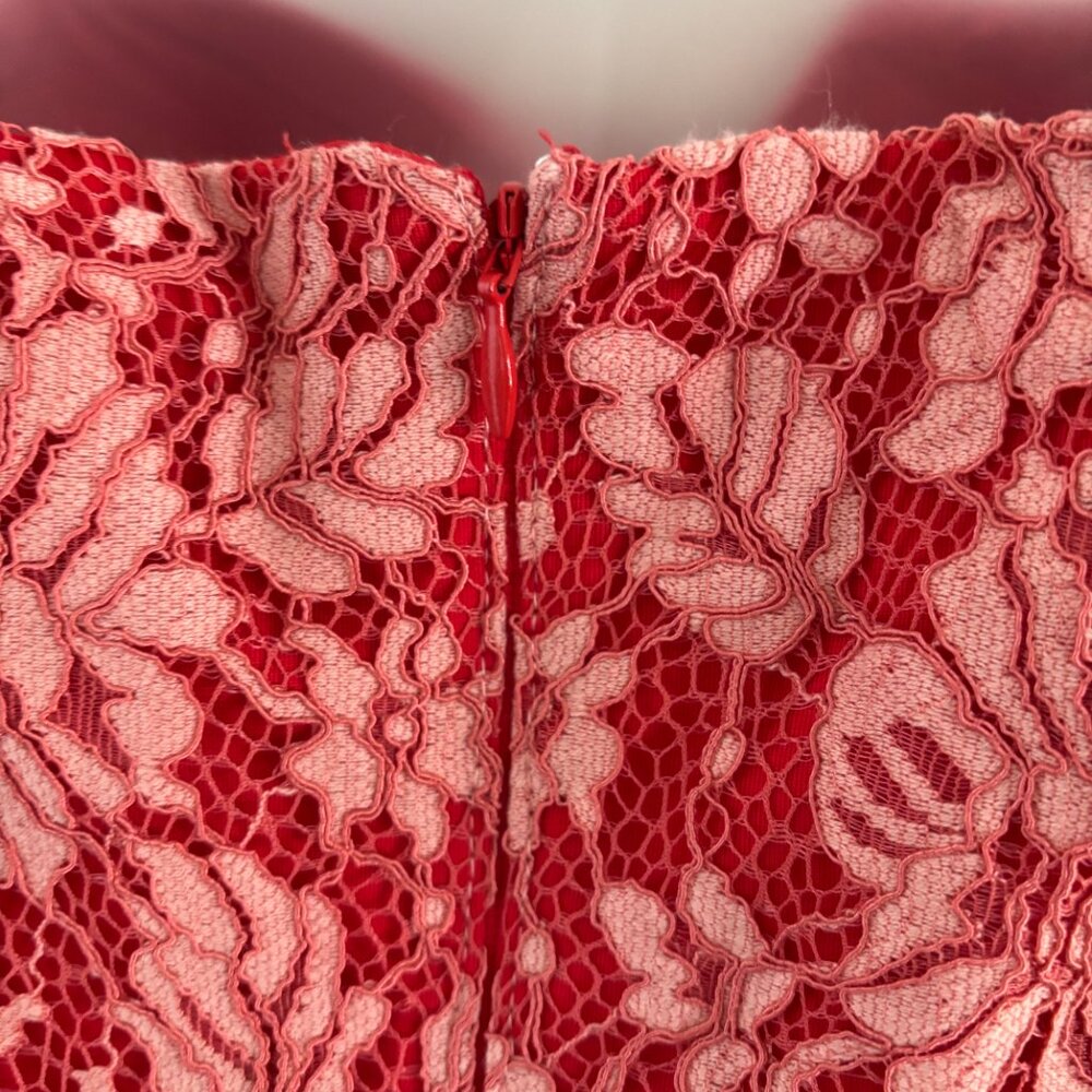 Js Collections Red/Pink Embroidered Mesh Cold Sho… - image 4